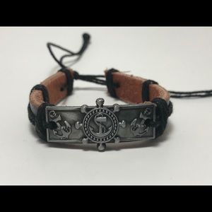 Anchor leather bracelet